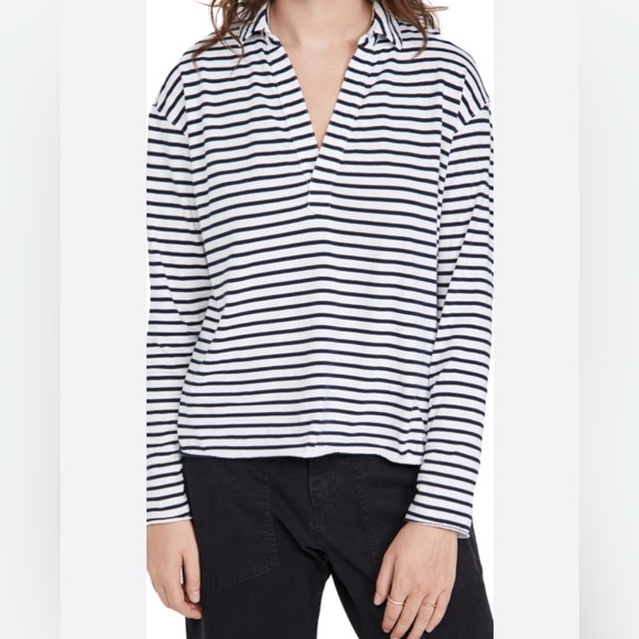 Frank & Eileen tee lab  cotton  popover henley in Black & White EUC Med - Picture 1 of 4